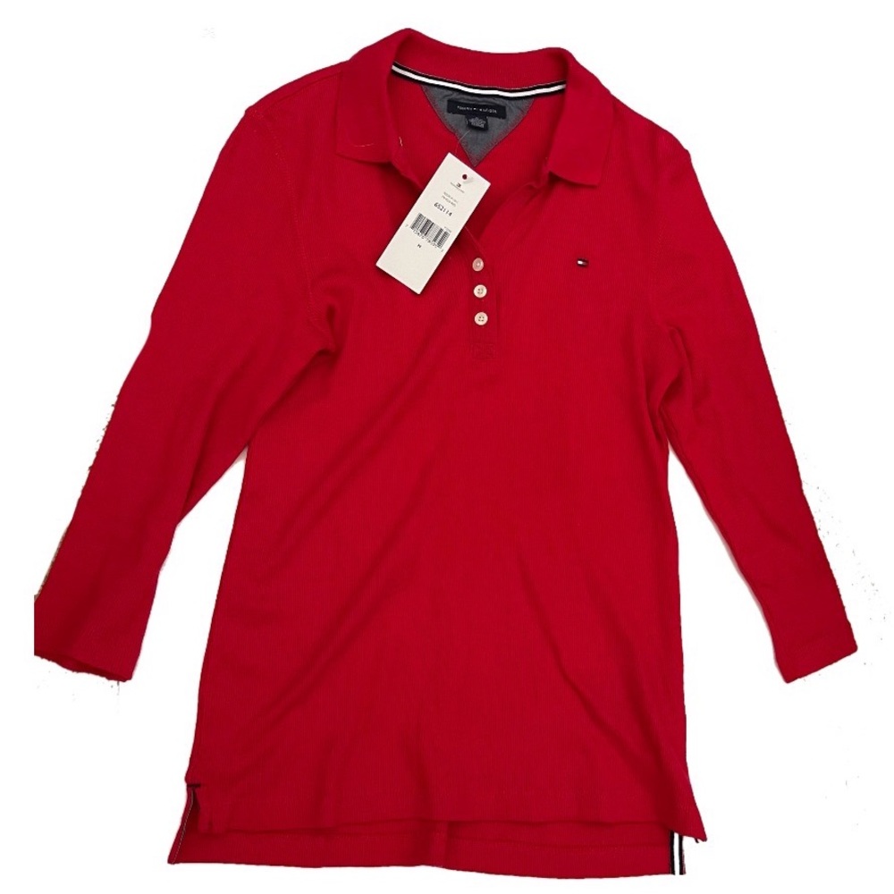 Red Tommy Hilfiger 3/4 sleeve shirt
